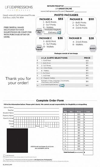 20-21 School Picture Pricing